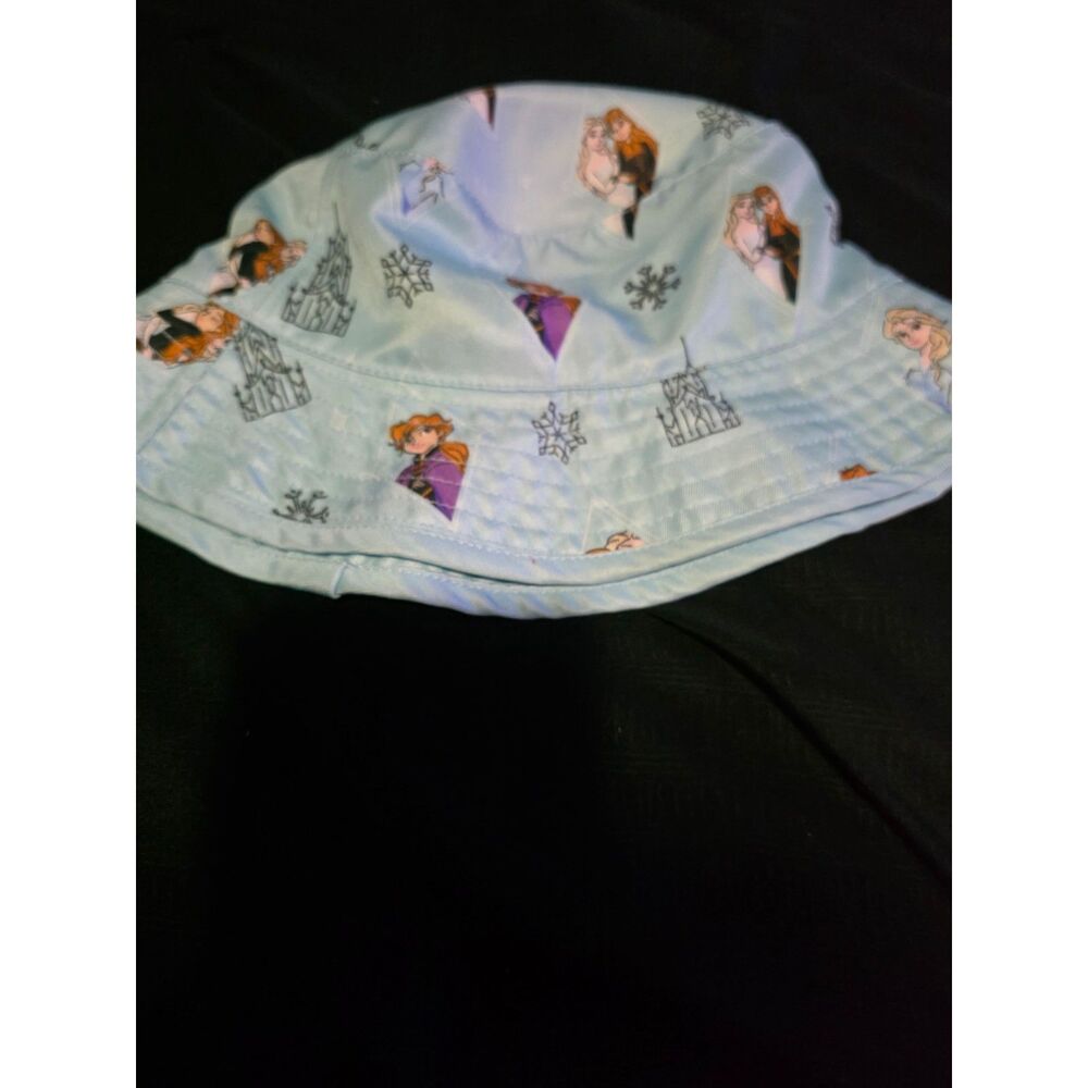 Disney Frozen Elsa Anna Girls Blue All Over Print Bucket Hat